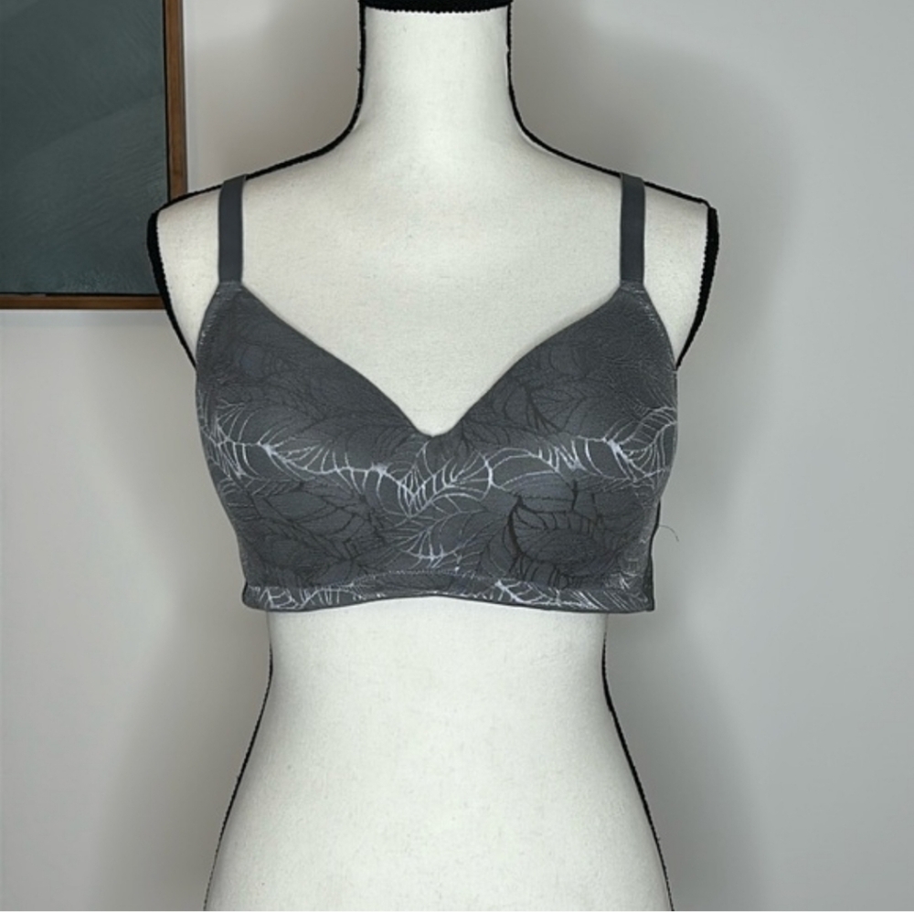 New Lands End Wireless Floral Leaf Jacquard Front Closure Bra Size 34B S 4 NWOT